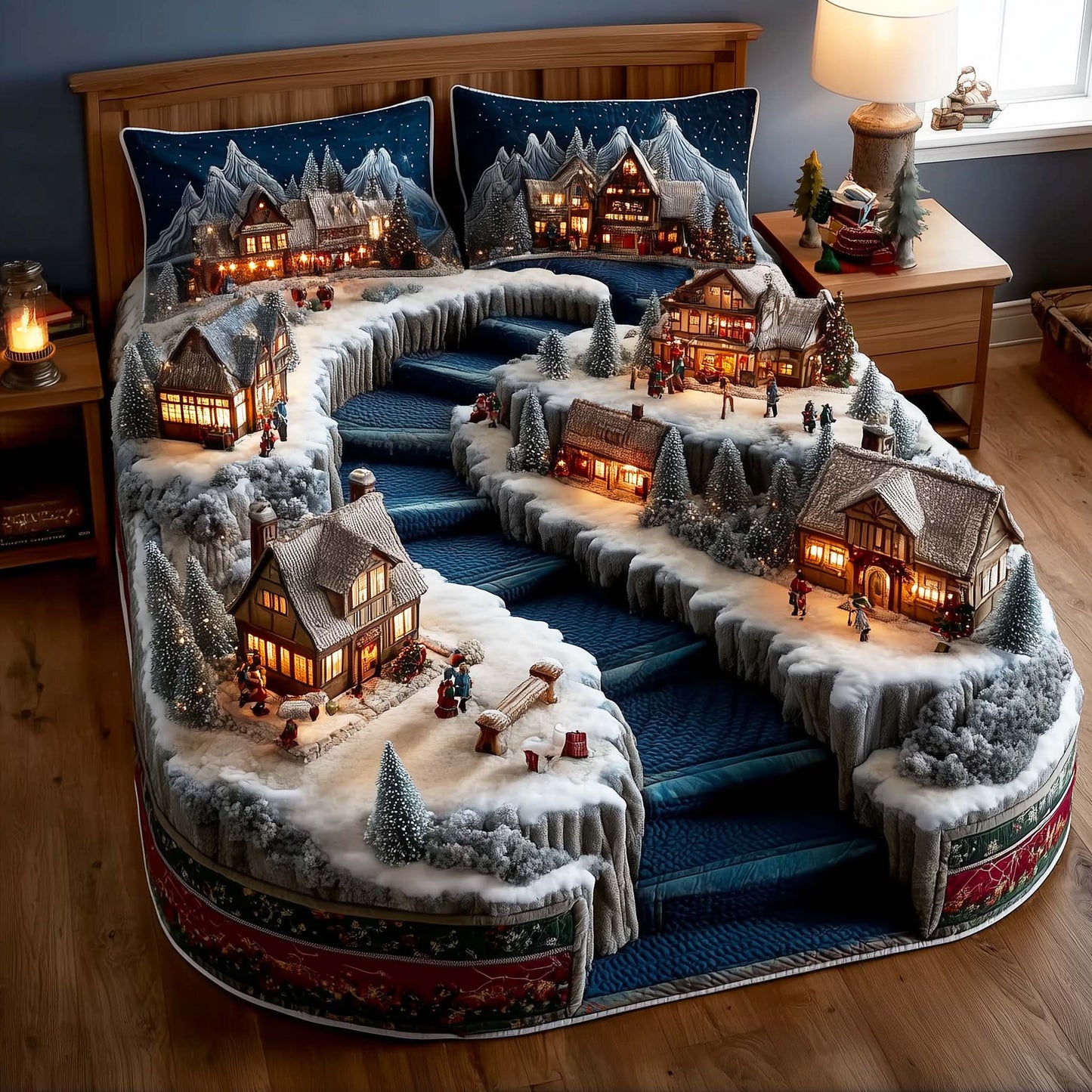 Wintertide Town 3-Piece Quilted Bedding Set - Single (59" x 70")