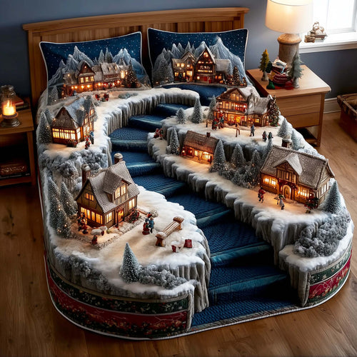 Wintertide Town 3-Piece Quilted Bedding Set - Single (59" x 70")