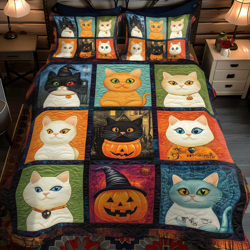 Witchy Whiskers 3-Piece Quilted Bedding Set - Single (59" x 70")