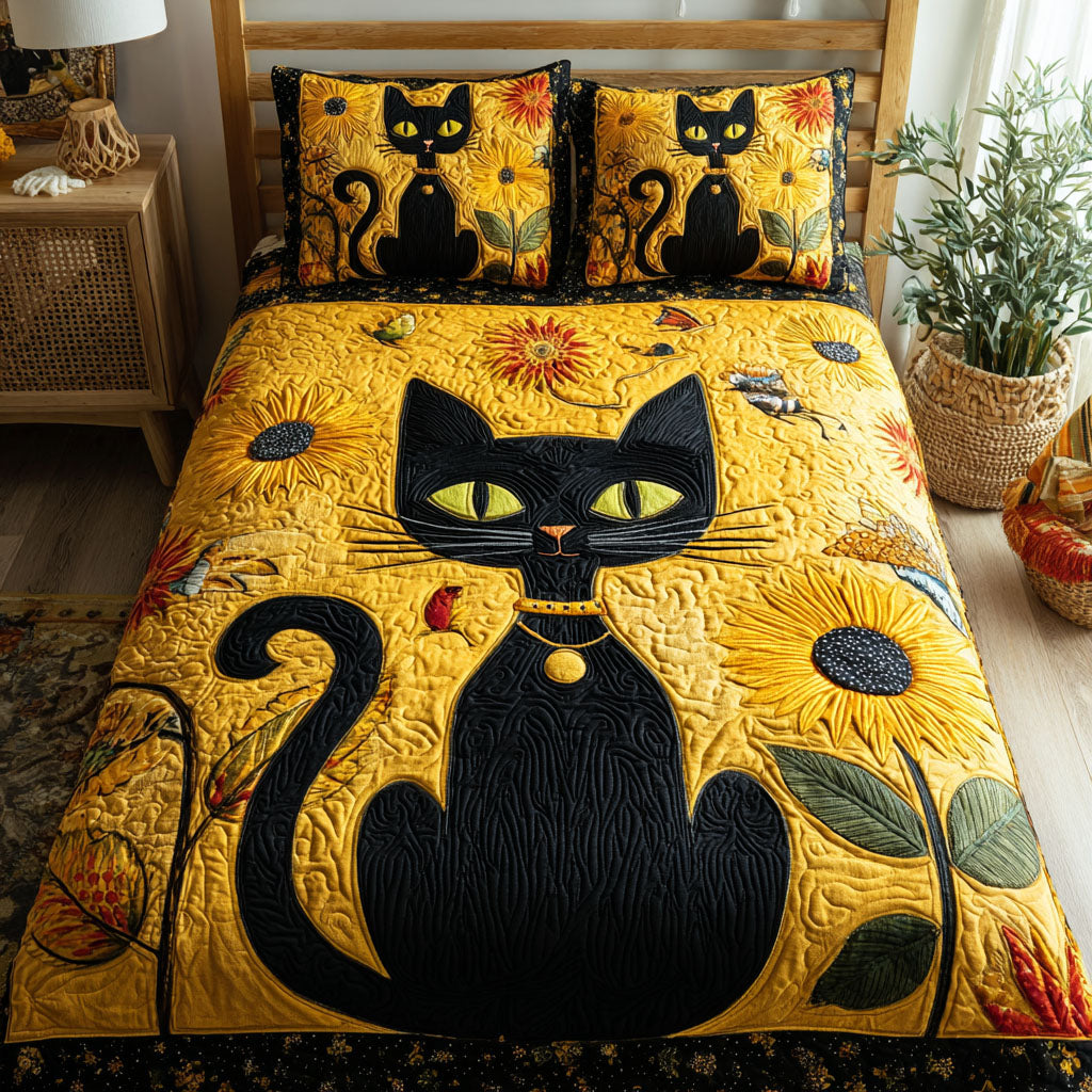 Witty Kitty 3-Piece Quilted Bedding Set - Single (59" x 70")