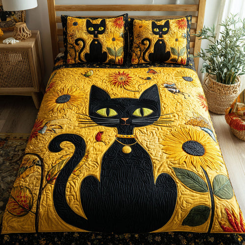 Witty Kitty 3-Piece Quilted Bedding Set - Single (59" x 70")