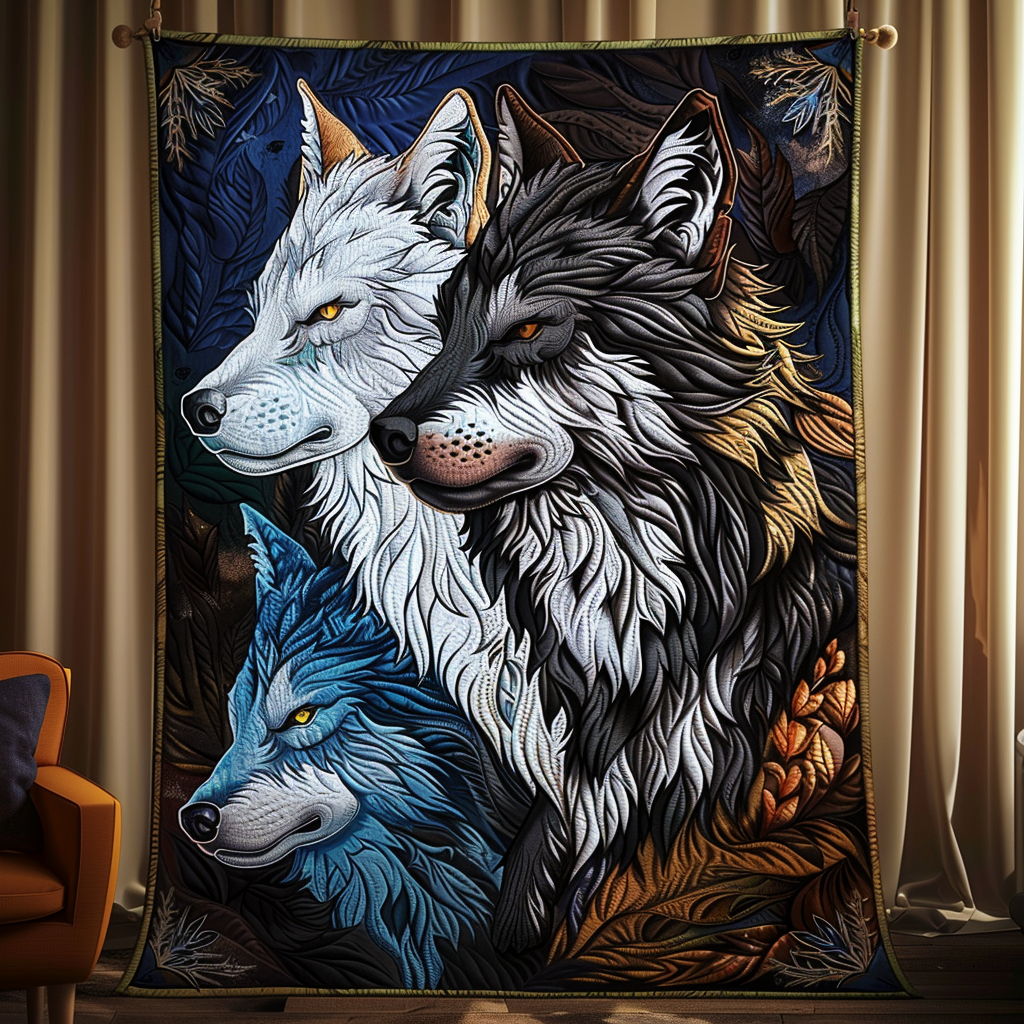 Wolves Of The Wild Quilted Blanket - Throw (55" x 60")