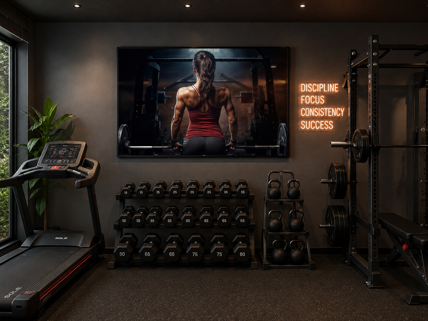 Female Gym Wall Art - Motivational Fitness Canvas | Strong Woman Artwork Print