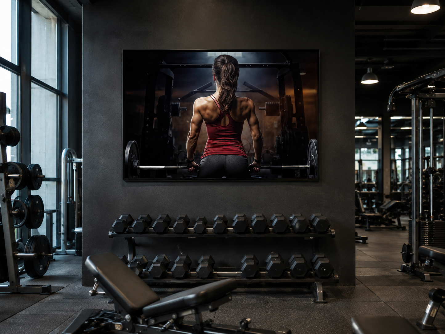 Female Gym Wall Art - Motivational Fitness Canvas | Strong Woman Artwork Print