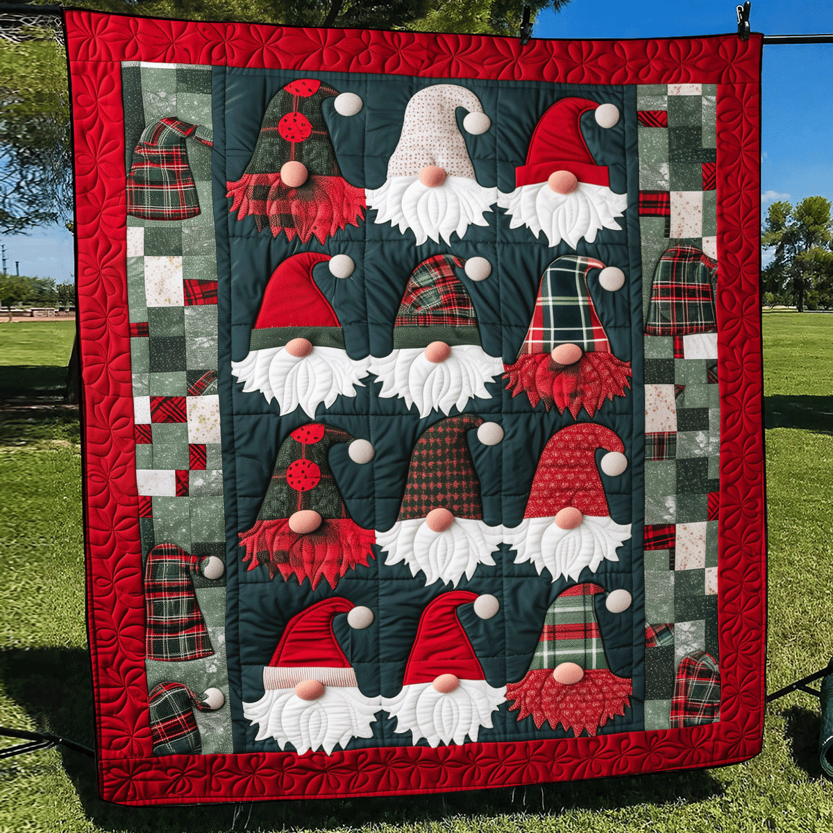 Woodland Gnome Quilted Blanket - Throw (55" x 60")