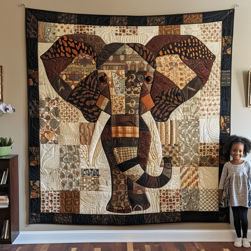 Woodland Harmony Elephant Quilted Blanket - Throw (55" x 60")