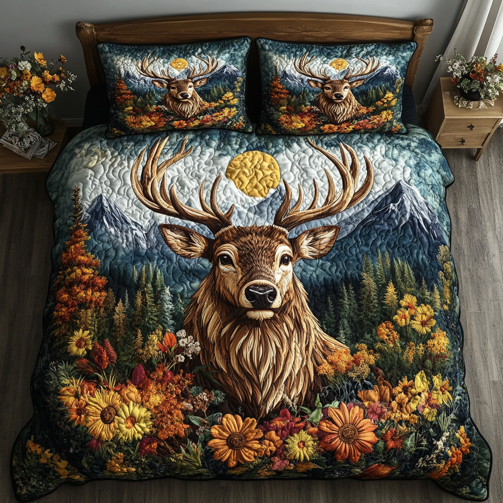 Woodland Charm 3-Piece Quilted Bedding Set - Single (59" x 70")