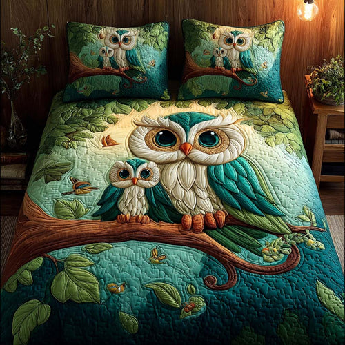 Woodland Owl 3-Piece Quilted Bedding Set - Single (59" x 70")