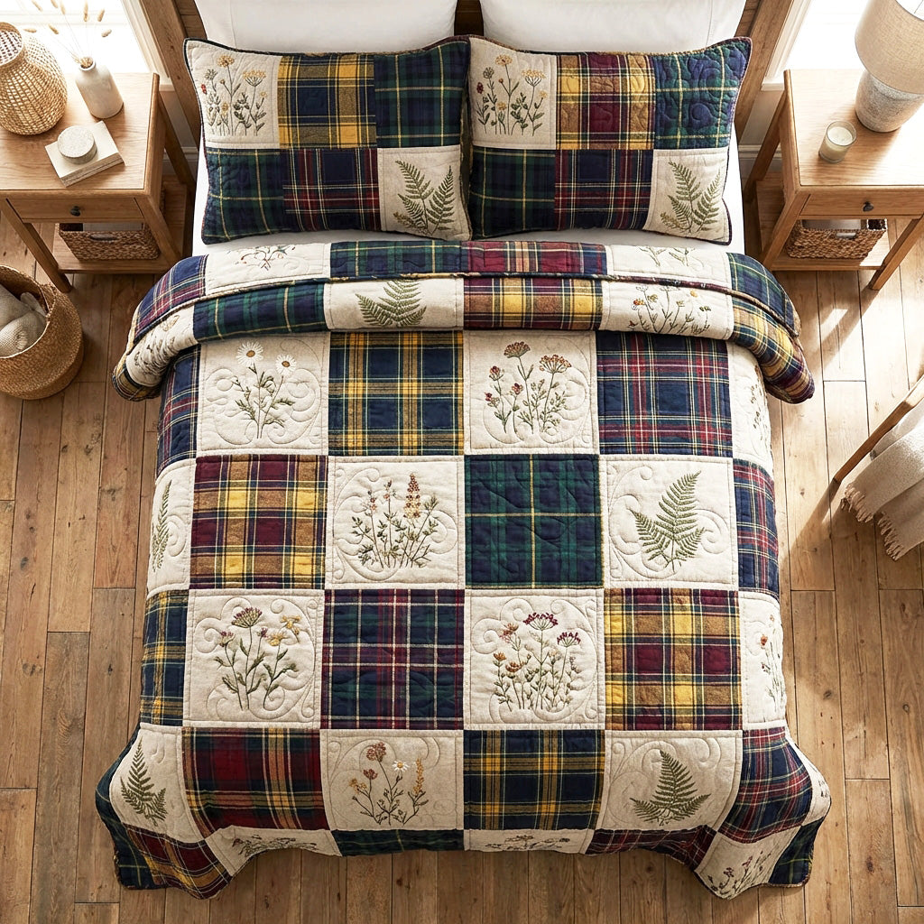 Woodland Patchwork 3-Piece Quilted Bedding Set - Single (59" x 70")