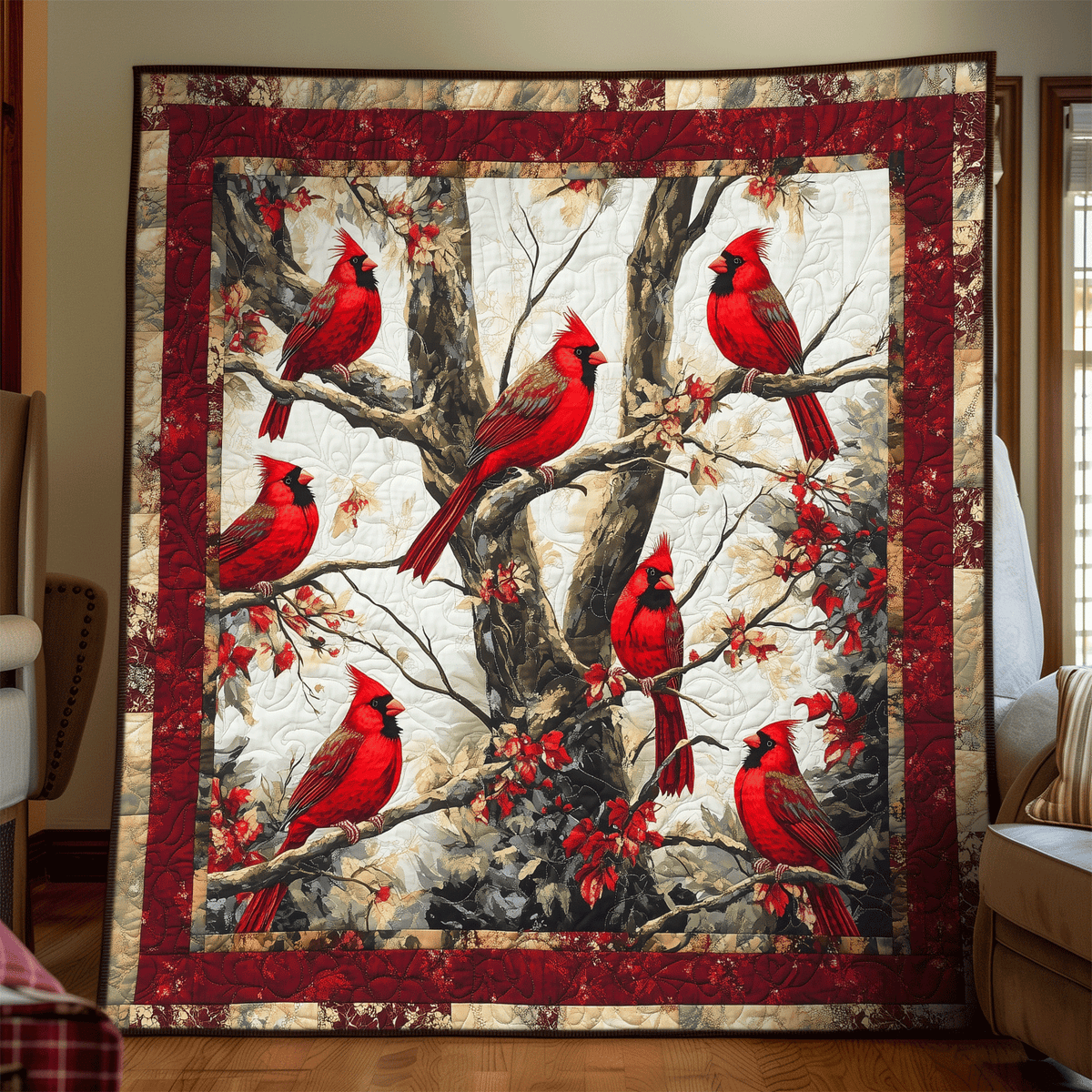 Woodland Song Quilted Blanket - Throw (55" x 60")