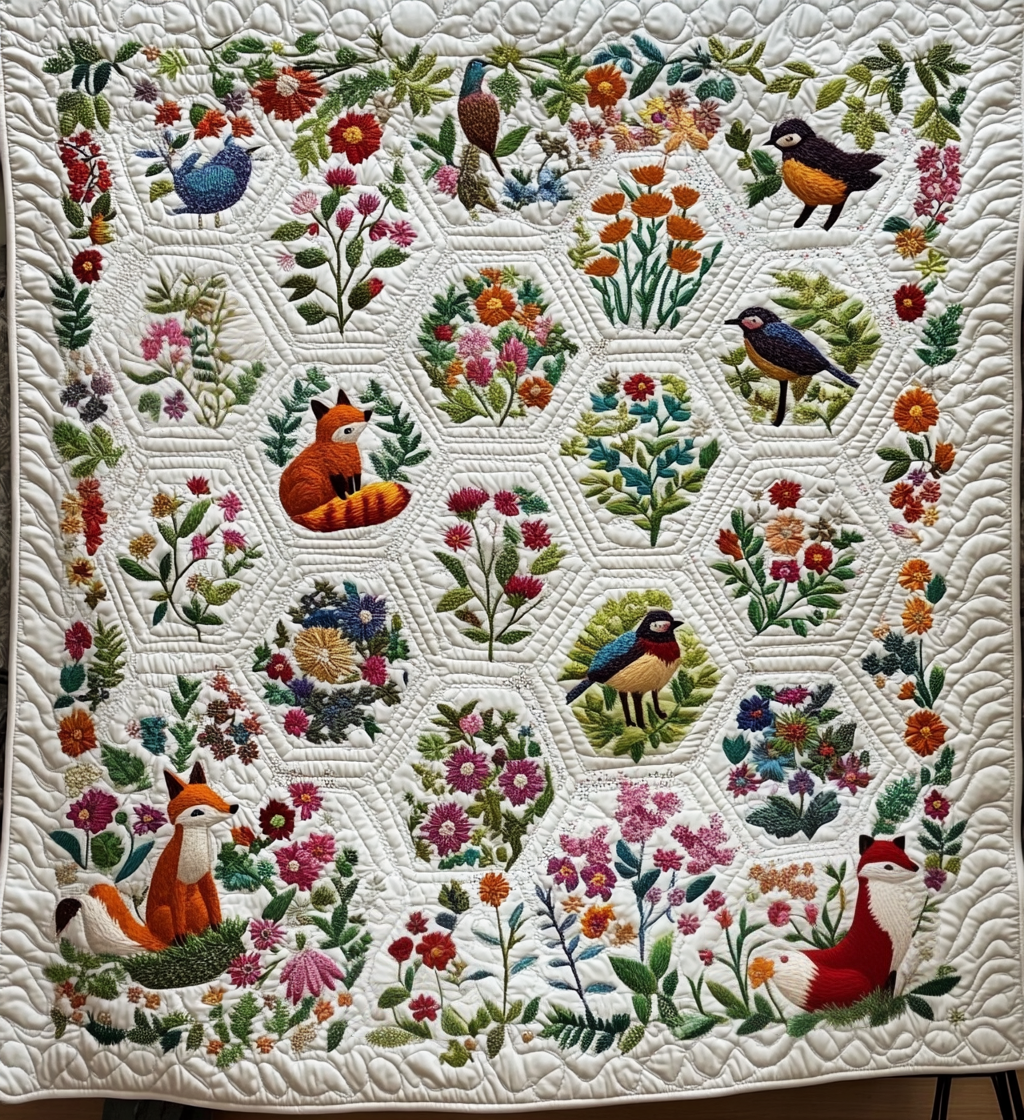 Woodland Whimsy Quilted Blanket - Throw (55" x 60")
