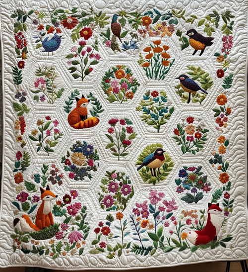 Woodland Whimsy Quilted Blanket - Throw (55" x 60")