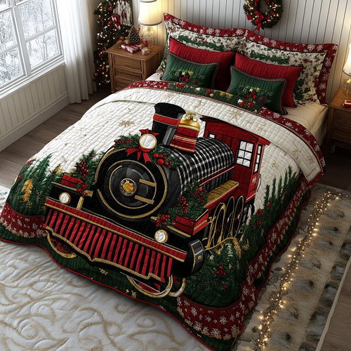Yuletide Engine 3-Piece Quilted Bedding Set - Single (59" x 70")