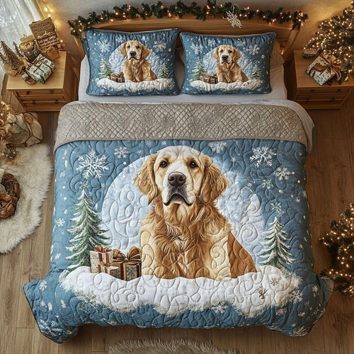 Yuletide Retriever 3-Piece Quilted Bedding Set - Single (59" x 70")