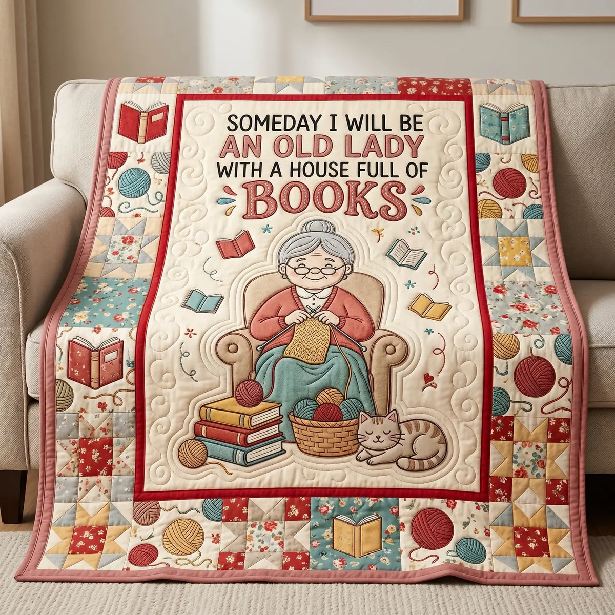 A Full House Of Books Quilt Blanket