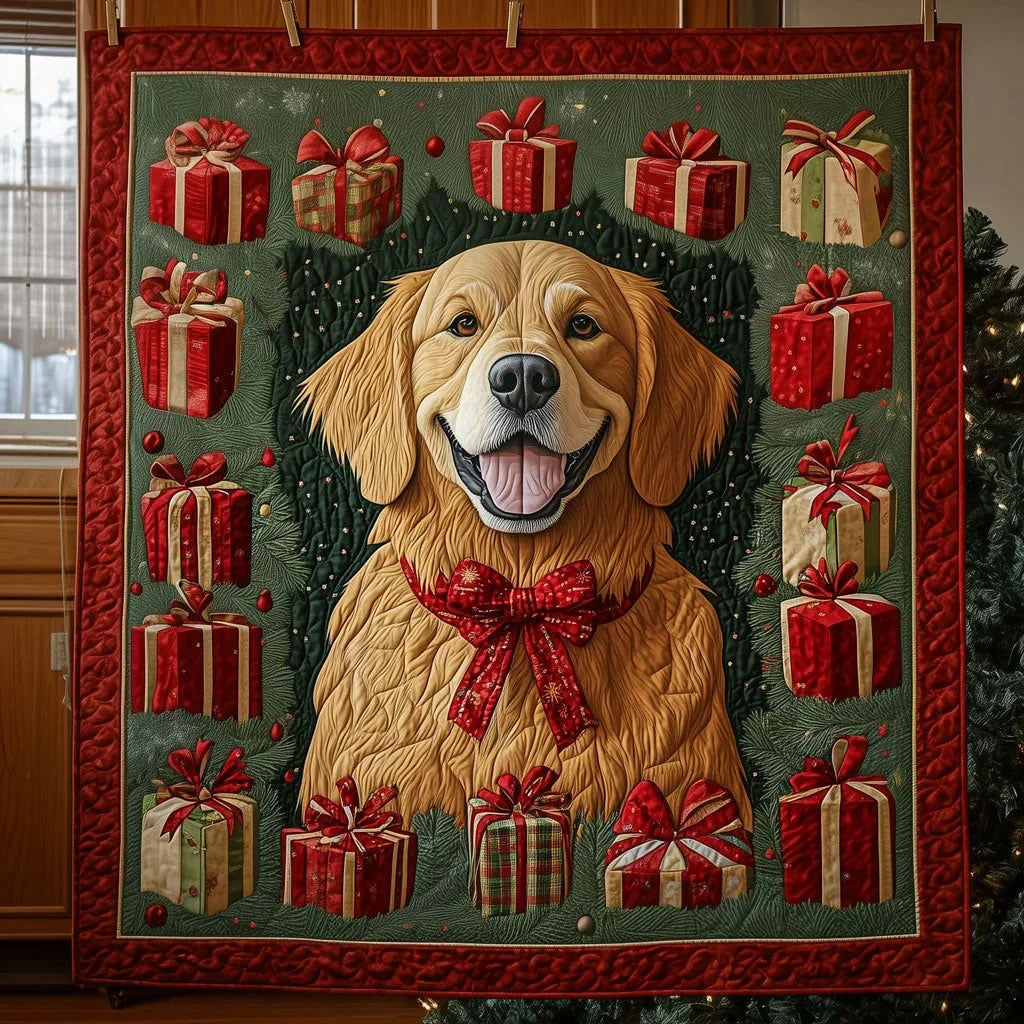 A Retriever's Present Quilt Blanket