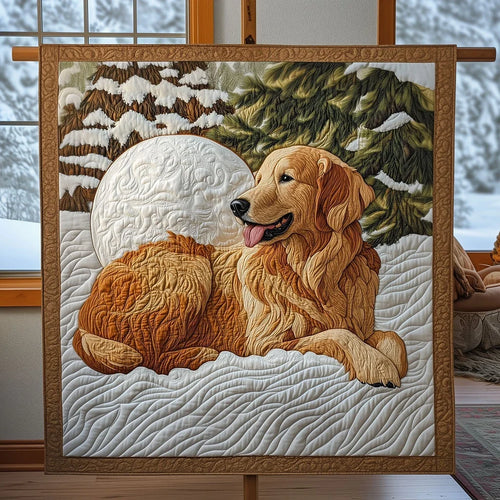 A Retriever's Winter Serenity Quilt Blanket
