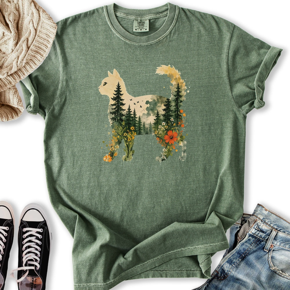 Floral Cat Sunset Relaxed Tee