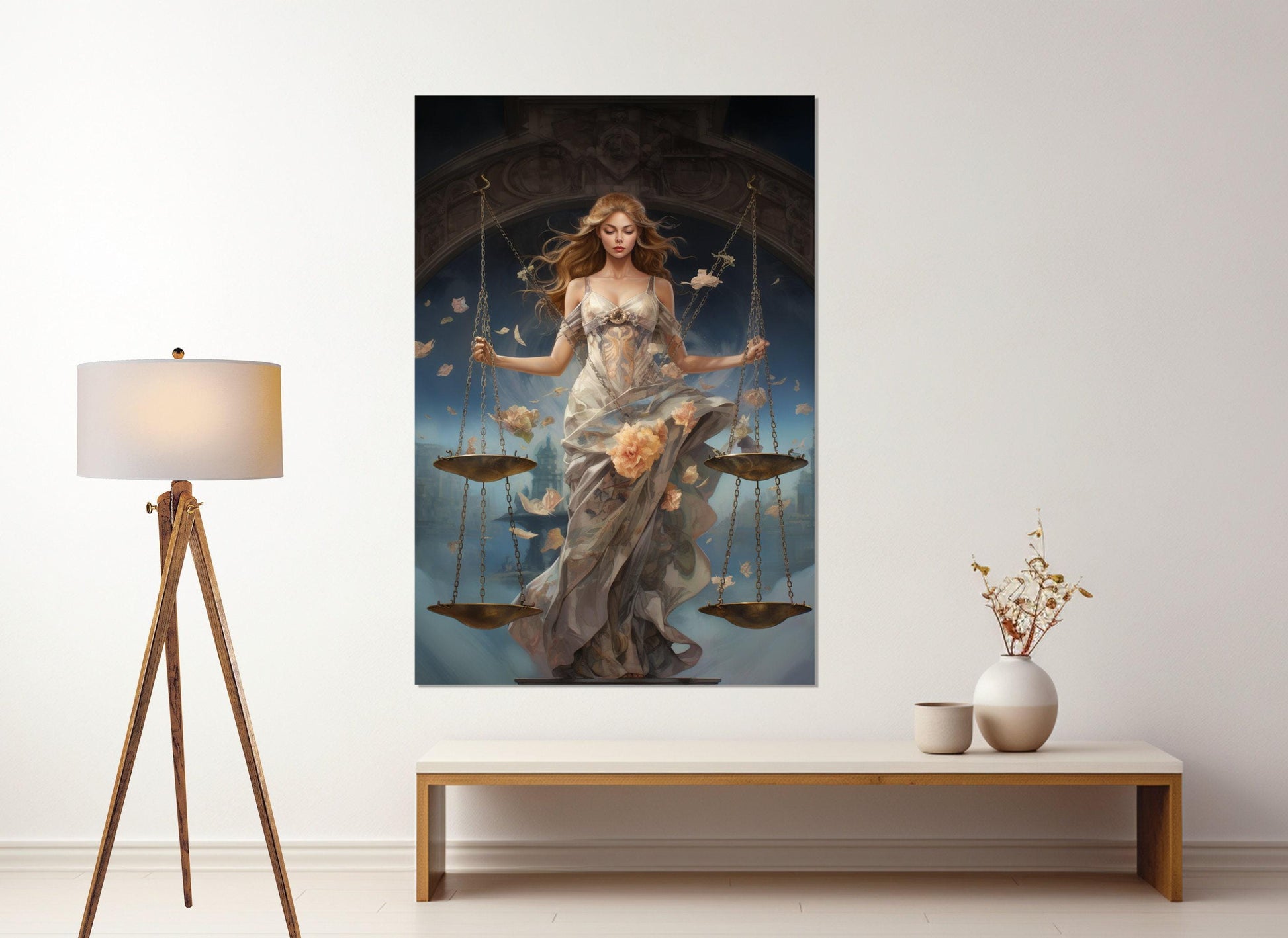 Libra Canvas Print – Zodiac Wall Art Framed, Gallery Wrapped Cotton Canvas