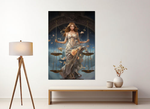Libra Canvas Print – Zodiac Wall Art Framed, Gallery Wrapped Cotton Canvas