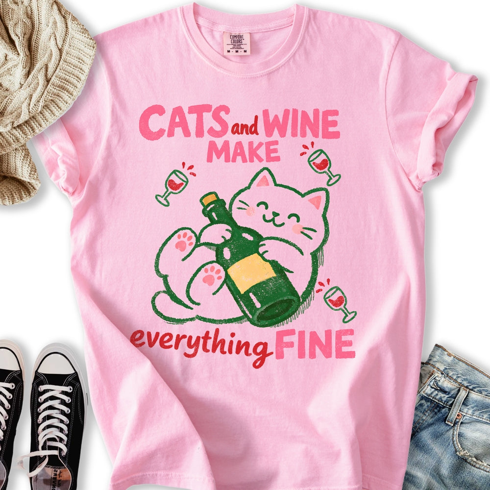 Cats and Wine Relaxed Tee