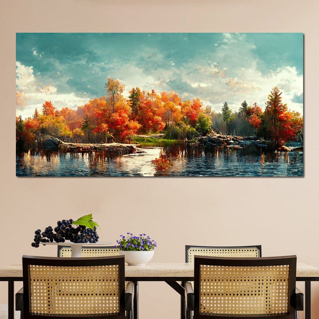 Lakefall Landscape Canvas Wall Art
