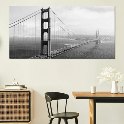 Golden Gate Bridge in Black & White Canvas Wall Art