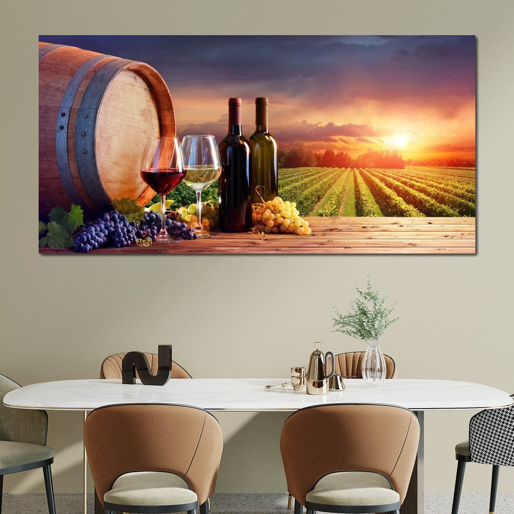 Wine Valley Sunset Canvas Wall Art