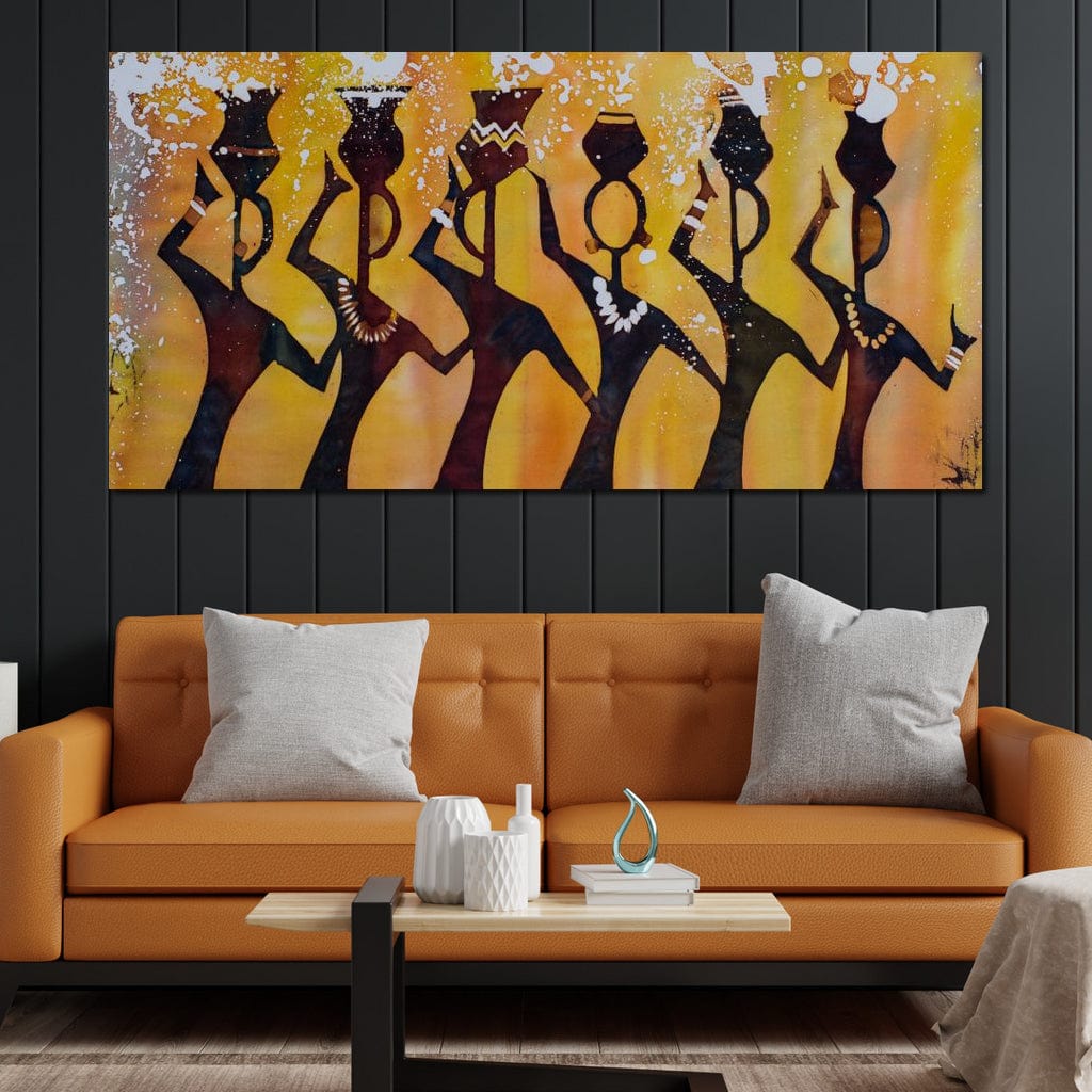 African Women with Jars Canvas Wall Art