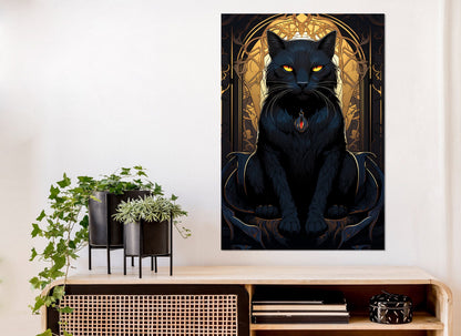 Black Cat Canvas Print – Mystical Wall Art | Framed Cotton Gallery Wrapped Canvas