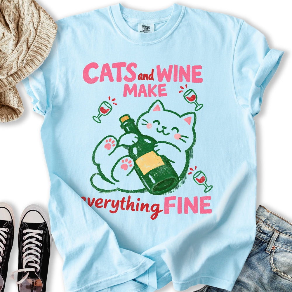 Cats and Wine Relaxed Tee