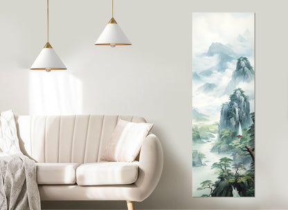 Chinese Mountains Canvas – Framed Abstract Mountain Print on Cotton Canvas, Ready to Hang