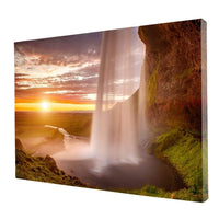 Sunset over Seljalandsfoss Waterfall Canvas Wall Art