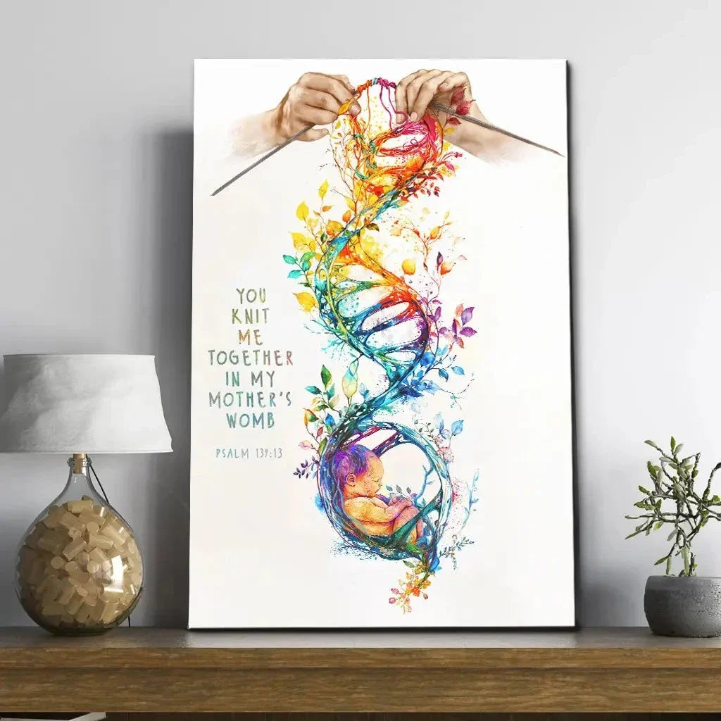 you knit me together in my mother s womb christian artwork psalm 139 13 wall art canvas (Landscape) (view 2)