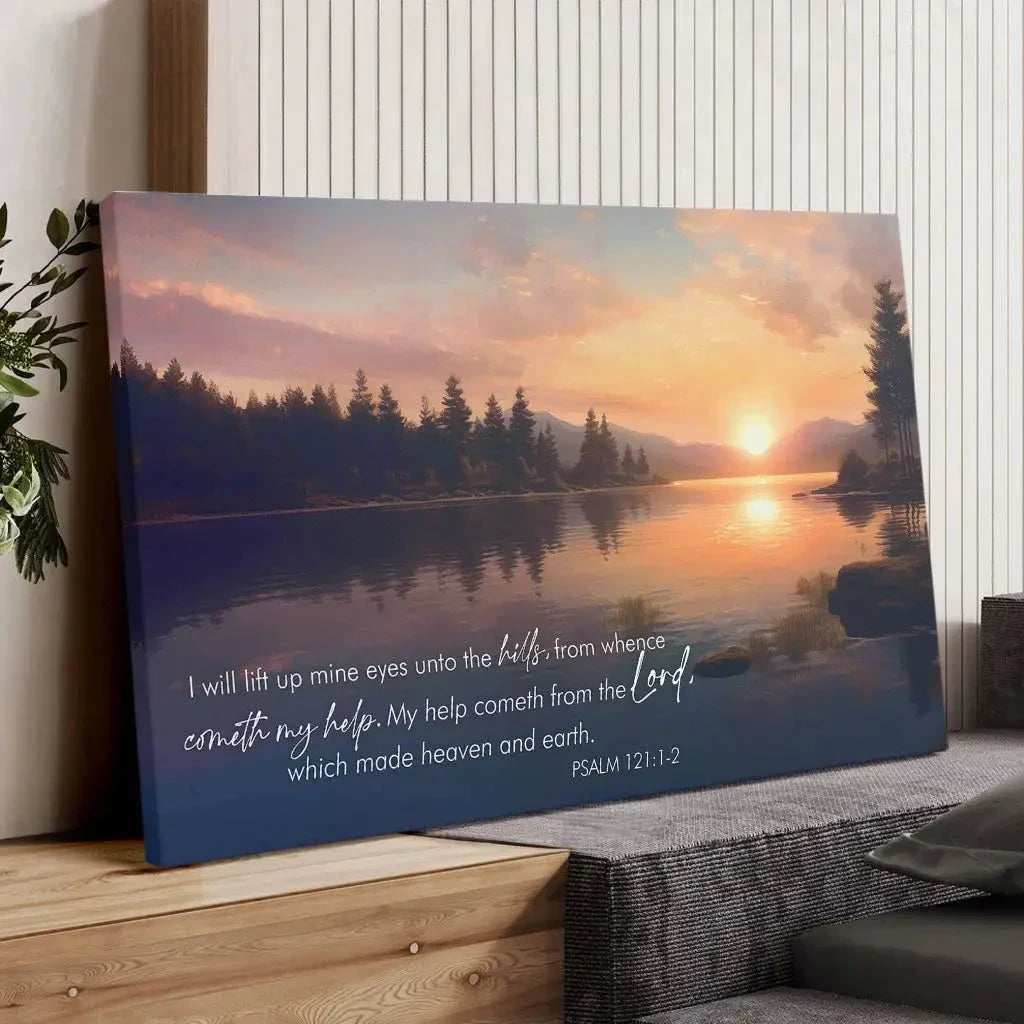 psalm 121 1 2 my help cometh from the lord wall art canvas (Landscape) (view 3)
