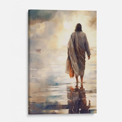 jesus walking on water wall art canvas print (view 2)