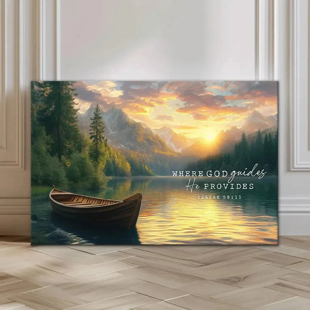 where god guides he provides isaiah 58 11 wall art canvas (Landscape) (view 3)