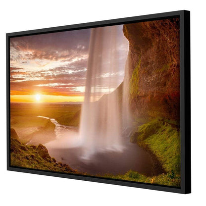 Sunset over Seljalandsfoss Waterfall Canvas Wall Art
