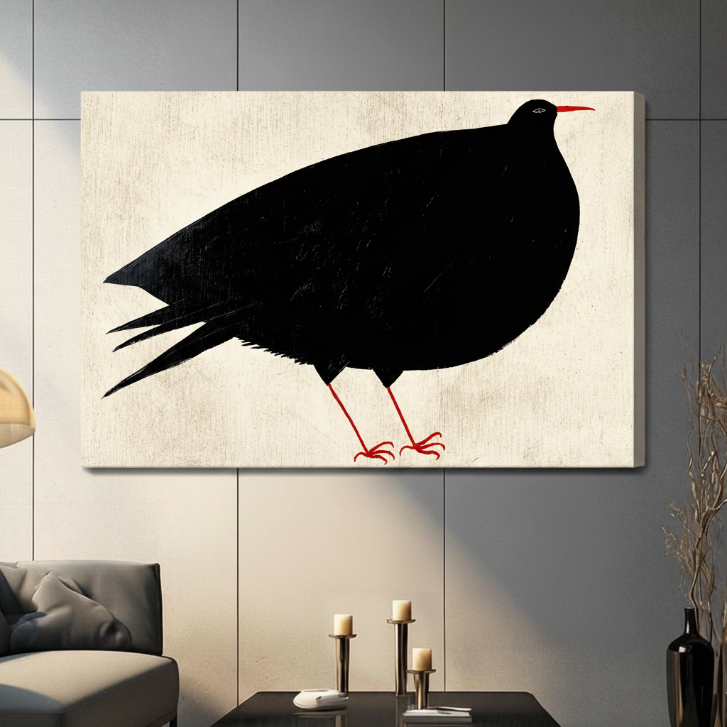 Minimalist Black Bird Canvas Wall Art