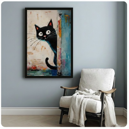 Abstract Tuxedo Cat Canvas Wall Art