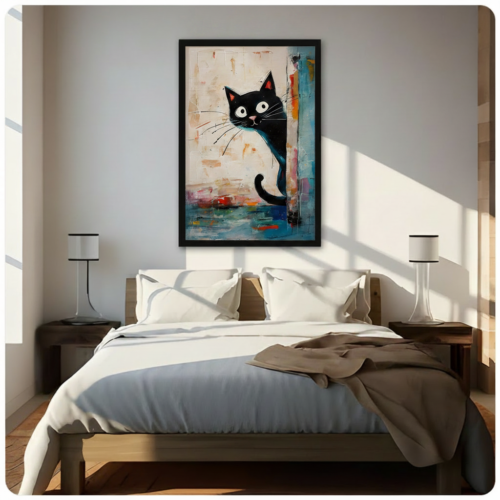 Abstract Tuxedo Cat Canvas Wall Art