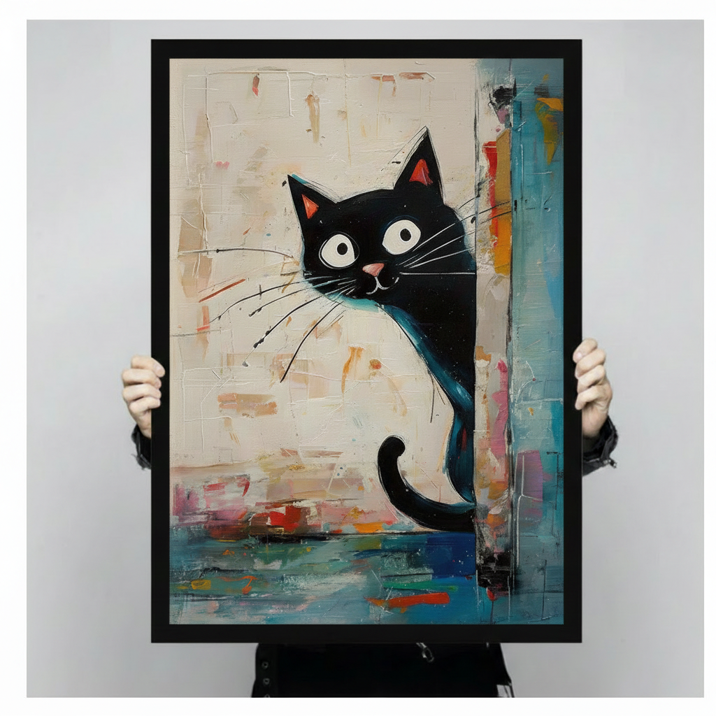 Abstract Tuxedo Cat Canvas Wall Art