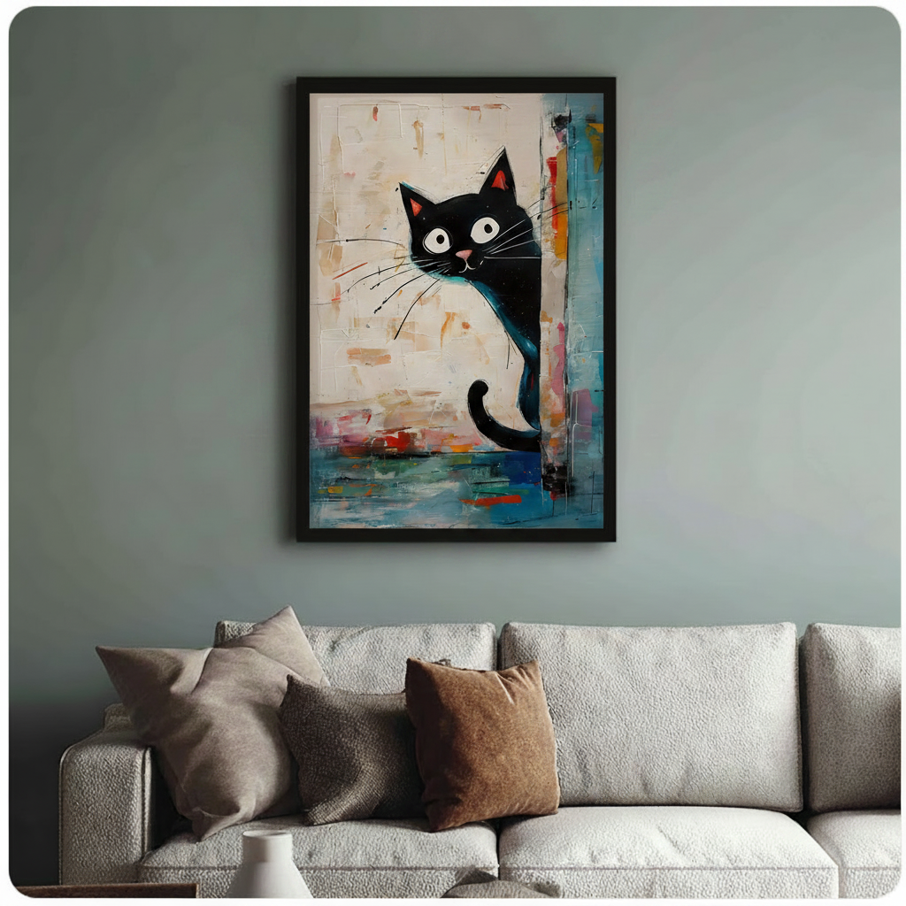 Abstract Tuxedo Cat Canvas Wall Art