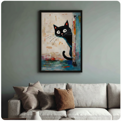 Abstract Tuxedo Cat Canvas Wall Art