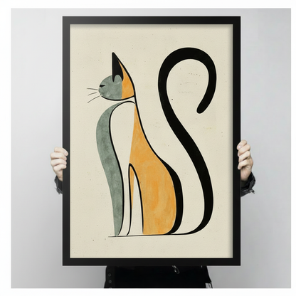 Minimalist Line Art Cat Canvas Wall Art