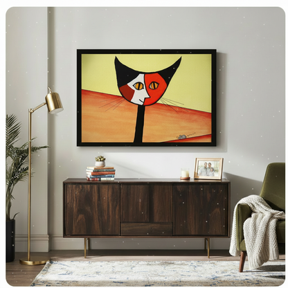 Abstract Cat Wall Art Framed Canvas Print 3071