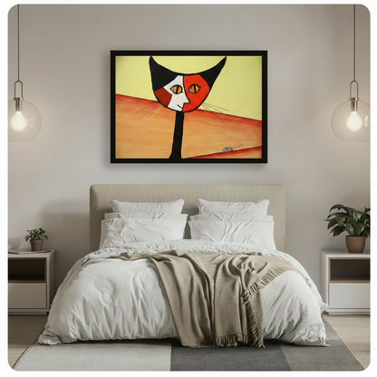 Abstract Cat Wall Art Framed Canvas Print 3071
