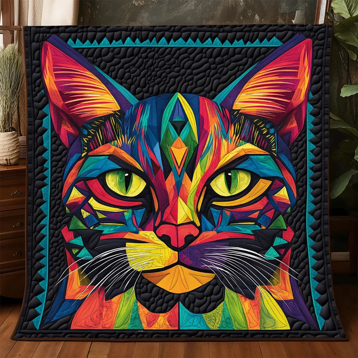 Abstract Cat Quilt Blanket