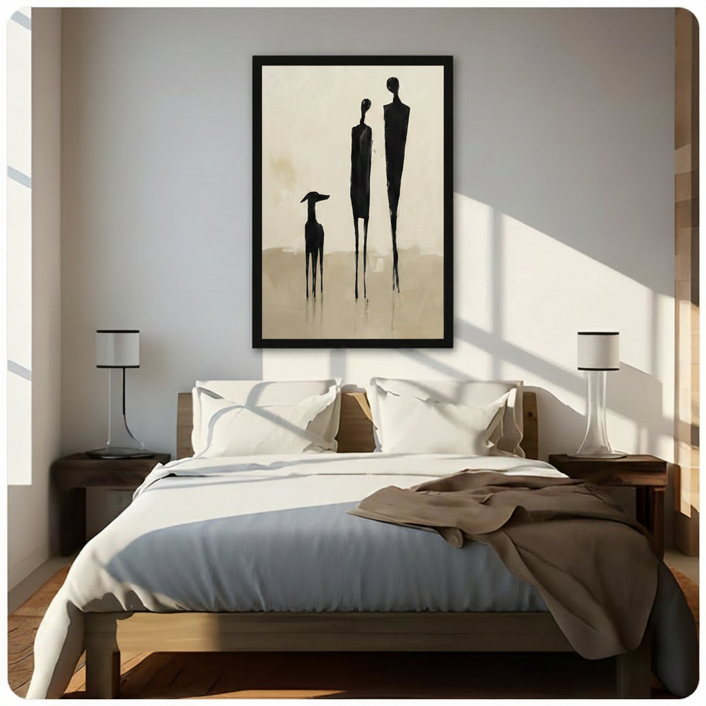 Abstract Figures & Greyhound Minimalist Canvas Art