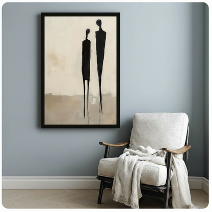 Abstract Couple Silhouette Minimalist Canvas Wall Art